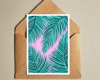 A6 Mini Print - Palm Leafs - palmenblatt - carte postale - illustration - postkarte - palmen illustration - a6 print - kunstdruck - bild - art
