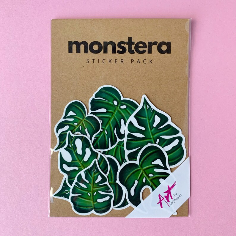 Monstera sticker pack monstera sticker set of 9 plant | Etsy