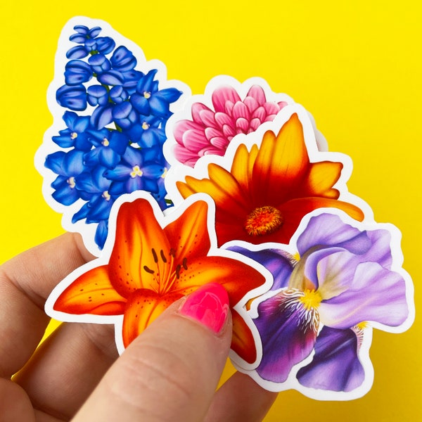 Bloomy - sticker pack - flower sticker - vinyl sticker - flower illustration - iris - chrysantheme - rittersporn - lilly - handmade