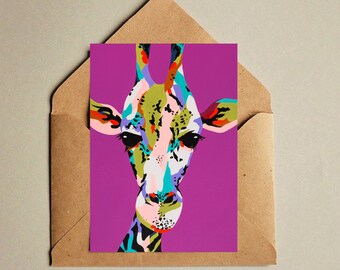 A6 Mini Print - High Life - giraffe - illustration - postcard - postkarte - schreibwaren - stationery - postcard giraffe - grußkarte - print