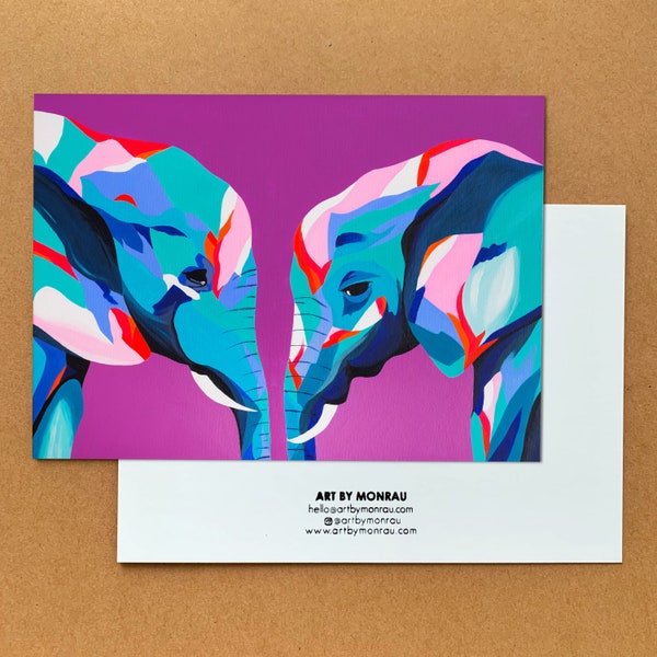 A6 Mini Print - Love of their lifes - love - elephants - elefanten - liebe - postkarte - postcard -schreibwaren - a6 print - safari