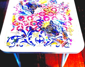 12"" Leopard Crown" iriserende aangepaste bijzettafeltje kunsthars