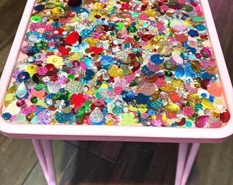 12" girly bijzettafeltje confetti roze hars
