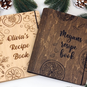 Personalized Cookbook-Custom Recipe Book-Hardcover Recipe Book Binder-Recipe Journal-Blank Cook Book-Keepsake Recipe Idea-Wood Recipe Book
