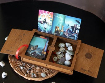 Personalized Tarot Card Storage Box-Wooden Tarot Deck Organizer-Custom Engraved Tarot Box-Witchcraft Altar Storage-Tarot Gift