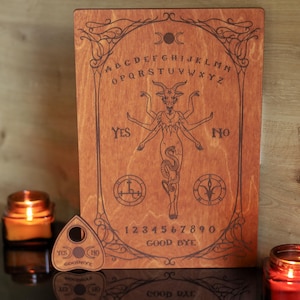 Ouija Board – Engraved Wooden Spirit Board with Planchette – Witchy Halloween Gift, Gothic Home Decor, Divination Tool, Wiccan Altar Board