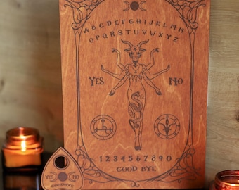 Ouija Board – Engraved Wooden Spirit Board with Planchette – Witchy Halloween Gift, Gothic Home Decor, Divination Tool, Wiccan Altar Board