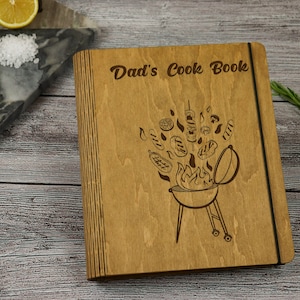 Family Cookbook-Personalized Recipe Book-Recipe Binder-Recipe Journal-Gift For Dad-Blank Recipe Book-Keepsake Recipe Idea-Wood Recipe Book