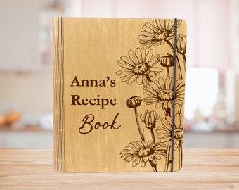 Personalized Recipe Book-Custom Cookbook-Recipe Binder-Recipe Journal-Gift For Mom-Blank Recipe Book-Keepsake Recipe Idea-Wood Recipe Book
