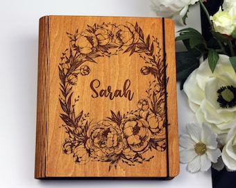 Personalized Journal for Women-Custom Wooden Notebook-Hardcover Journal-Refillable Journal Blank Pages-Book of Shadows Journal-Sketch Book
