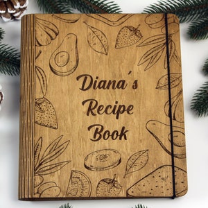 Personalized Recipe Book-Custom Cookbook-Recipe Journal-Hardcover Recipe Book Binder-Blank Recipe Book-Wooden Recipe Book-Anniversary Gift