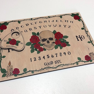 Hölzernes Spirit Ouija Brett mit Planchette-Sprechende Brettspiele-Brettspiele-Hexen-Dekor-Wiccan Geschenke-okkultes Spielbrett-Handgemachtes Ouija-Brett