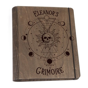 Custom Grimoire Journal-Book of Shadows Witchcraft-Blank Spell Book-Hardcover Journal-Personalized Wooden Notebook-Occult Book-Witch Journal