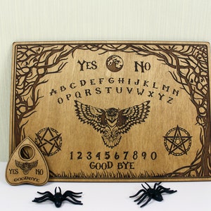 Talking Board-Wooden Spirit Ouija Board with Planchette-Board Games-Witchcraft Decor-Wiccan Gifts-Occult Game Board-Handmade Ouija Board