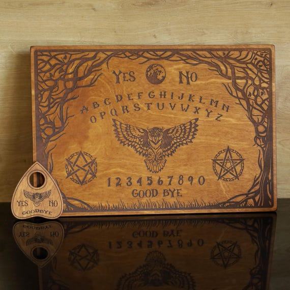 Owl Spirit Board – Engraved Wooden Ouija Board with Planchette – Wiccan Divination Tool – Witchcraft Decor – Handmade Talking Board