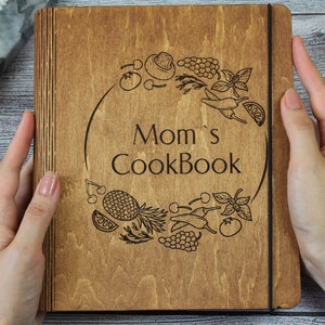 Wood Recipe Book-Personalized Recipe Book-Family Cookbook-Recipe Binder-Recipe Journal-Gift For Mom-Blank Recipe Book-Keepsake Recipe Idea