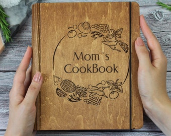 Wood Recipe Book-Personalized Recipe Book-Family Cookbook-Recipe Binder-Recipe Journal-Gift For Mom-Blank Recipe Book-Keepsake Recipe Idea