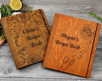 Personalized Cookbook-Custom Recipe Book-Hardcover Recipe Book Binder-Recipe Journal-Blank Cook Book-Keepsake Recipe Idea-Wood Recipe Book
