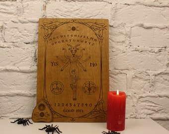 Wooden Ouija Board with Planchette-Talking Board-Board Games-Witchcraft Decor-Wiccan Gifts-Occult Game Board-Spirit Board-Engraved Board
