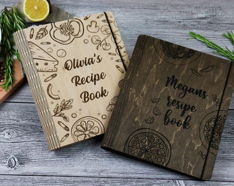 Journal Recipe-Personalized Recipe Book-Custom Cook Book-Hardcover Recipe Book Binder-Blank Cook Book-Keepsake Recipe Idea-Wood Recipe Book