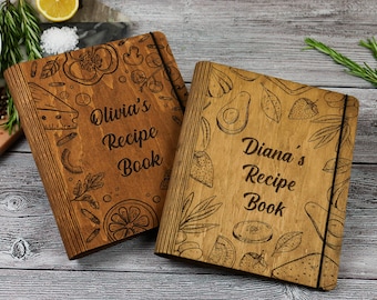 Personalized Cookbook-Custom Recipe Book-Hardcover Recipe Book Binder-Recipe Journal-Blank Cook Book-Mother's Day Gift-Wooden Recipe Book
