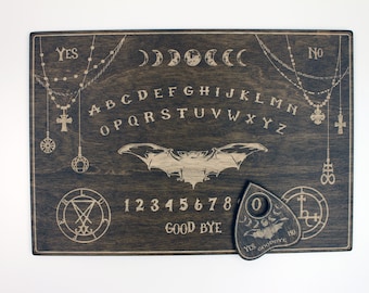 Handmade Wooden Spirit Ouija Board with Planchette-Talking Board-Board Games-Witchcraft Decor-Wiccan Gifts-Occult Game Board-Engraved Board