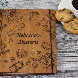 Hardcover Recipe Book Binder-Personalized Cookbook-Custom Recipe Book-Recipe Journal-Blank Cook Book-Keepsake Recipe Idea-Wood Recipe Book