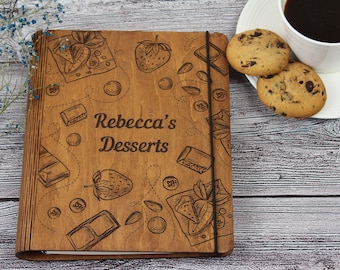 Hardcover Recipe Book Binder-Personalized Cookbook-Custom Recipe Book-Recipe Journal-Blank Cook Book-Keepsake Recipe Idea-Wood Recipe Book