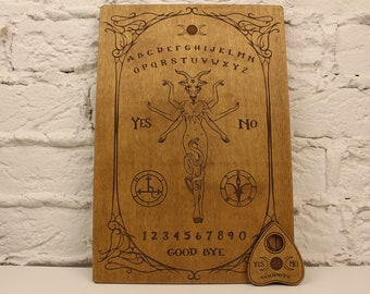 Wooden Talking Board-Spirit Ouija Board with Planchette-Board Games-Witchcraft Decor-Wiccan Gifts-Occult Game Board-Engraved Board