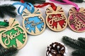 Christmas Ornament with Name-Personalized Wooden Ornaments-Unique Christmas Gift-Family Name Christmas Bauble-Babys First Christmas Ornament