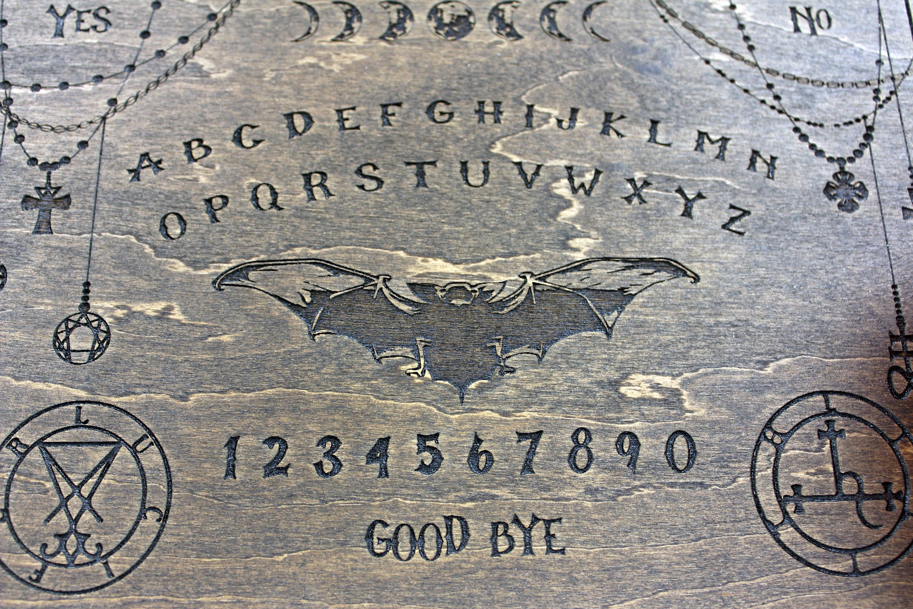 Ouija Board with Planchette-Talking Board-Board Games-Witchcraft Decor-Wiccan Gifts-Occult Game Board-Wooden Spirit Board-Engraved Board