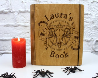Personalized Grimoire Journal-Book of Shadows-Spell Book-Hardcover Journal-Custom Wooden Notebook-Occult Book-Witch Journal-Wiccan Supplies