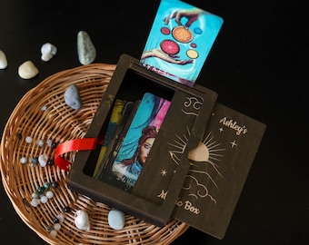 Handmade Magic Box-Wooden Tarot Card Box–Custom Engraved Deck Storage–Mystical Witch Box–Witchcraft Decor–Spiritual Gift–Tarot Deck Holder