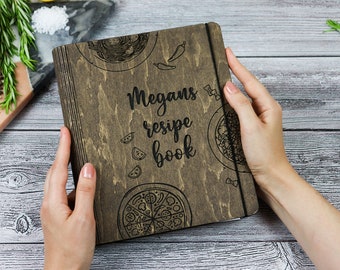 Recipe Journal-Personalized Recipe Book-Custom Cook Book-Hardcover Recipe Book Binder-Blank Cook Book-Keepsake Recipe Idea-Wood Recipe Book