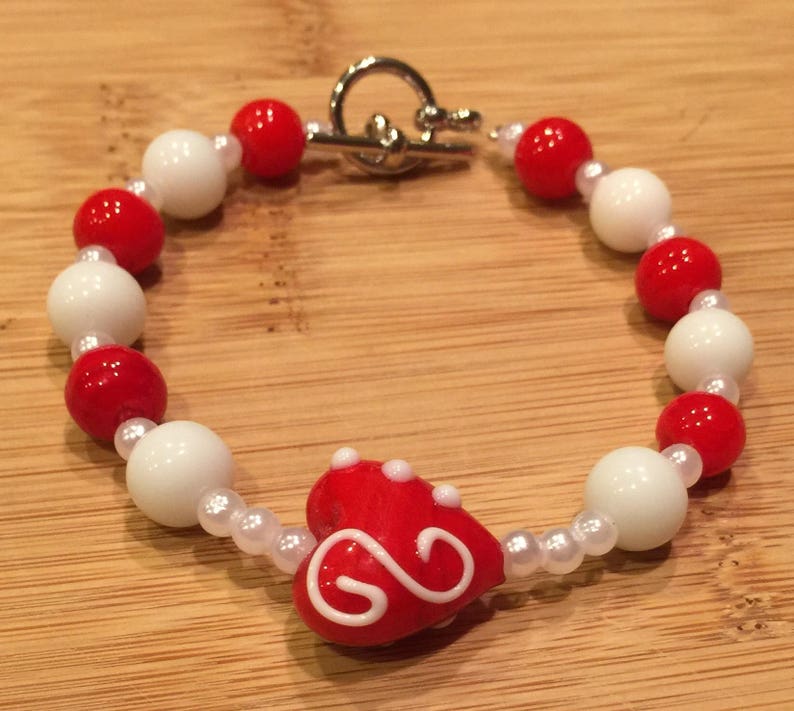 Valentine/'s Day Gifts Red Beaded Bracelets Beaded Bracelet Heart Jewelry Glass Beaded Bracelet Beaded Bracelets