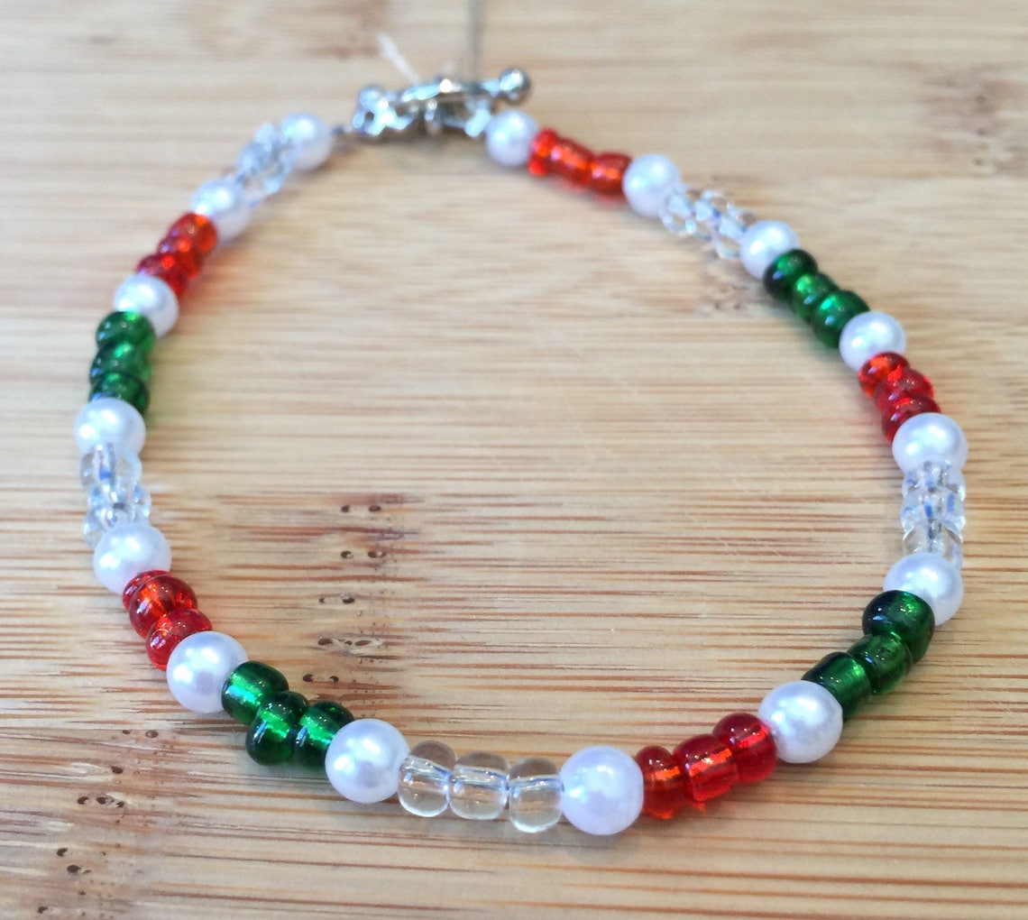 Beaded Bracelets Christmas Beaded Bracelet Holiday Beaded Bracelet