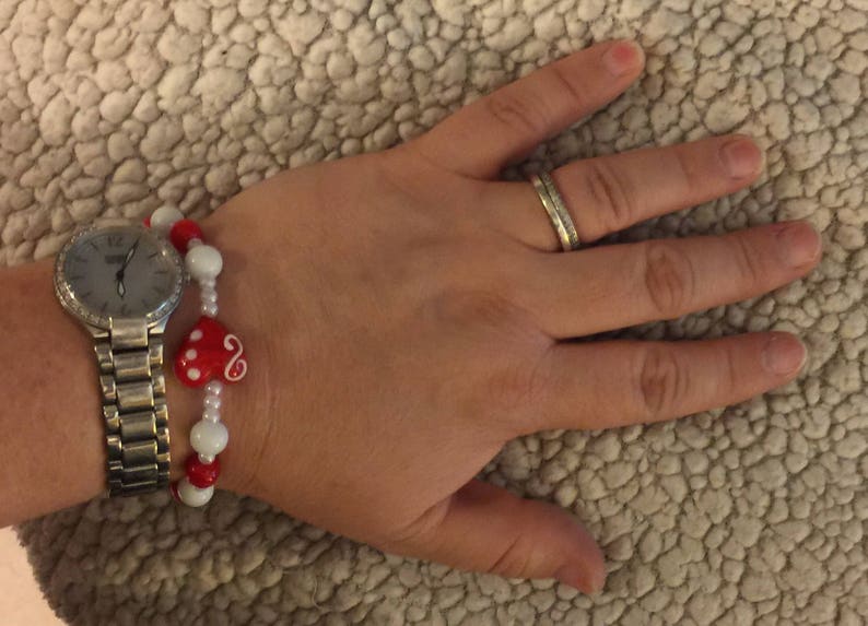 Valentine/'s Day Gifts Red Beaded Bracelets Beaded Bracelet Heart Jewelry Glass Beaded Bracelet Beaded Bracelets