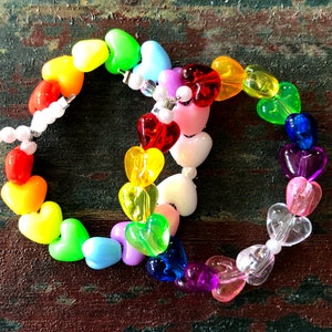 Kid&#39;s Beaded Bracelet - Kids Bracelets - Beaded Bracelets - Heart Beaded Bracelets - Hearts- Custom Beaded Bracelets - Plastic Bead