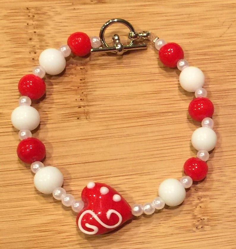 Valentine/'s Day Gifts Red Beaded Bracelets Beaded Bracelet Heart Jewelry Glass Beaded Bracelet Beaded Bracelets