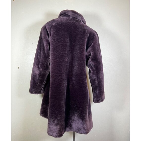 Vintage 80s Swing Coat Faux Fur Purple Long Sleev… - image 4