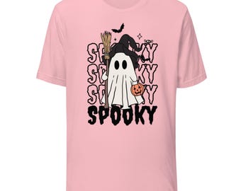 Cute Colorful Ghost T-Shirt – Fun Pastel Pink Spooky Season Tee, Kawaii Halloween Shirt Unisex T-Shirt