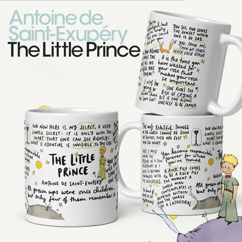 Mug citations Le Petit Prince, Antoine de Saint-Exupéry, collection de mugs Wordie