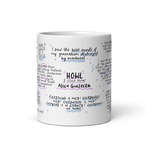 Allen Ginsberg Handwritten Quotes Wordie mug, for fans of Howl and other Poems
