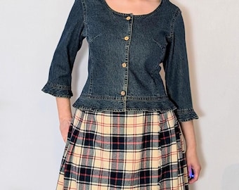 Denim Button Down Peplum Top Vintage Y2K Papillon