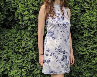 Vintage Lavender Purple Orchid Mini Vestido 1990s Colección M