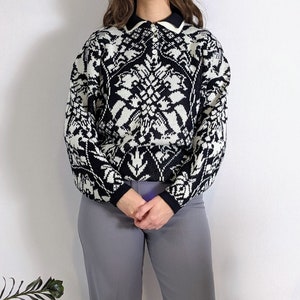 Vintage Abstract Snowflake Layered Collar Sweater 1990s Oxford Street image 1