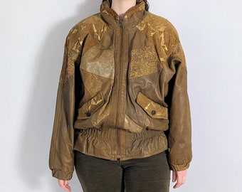 Vintage Patchwork Authentic Leather Jacket 1980s ADA