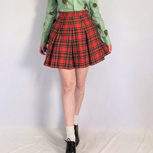 Vintage Plaid Pleated Mini Skirt 1990s Tribe