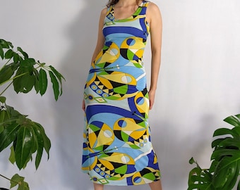 Vintage Funky Miro Body-con Maxi Dress 1990s does 1960s