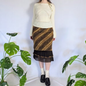 Vintage Y2K Brown Chiffon Midi Skirt